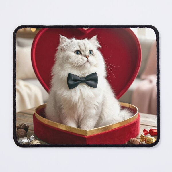 Item preview, White Cat In a Valentine Chocolate Candy Box designed and sold by Maria Dryfhout.