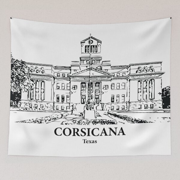 Item preview, Corsicana TX - Ink Cityscape Illustration designed and sold by Lakeric.