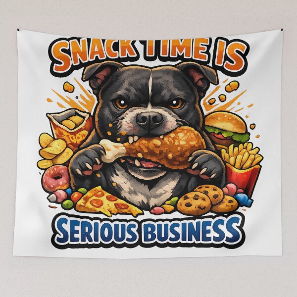 Item preview, Snack Time Is Serious Business Bulldog Illustration designed and sold by InkInduldge.
