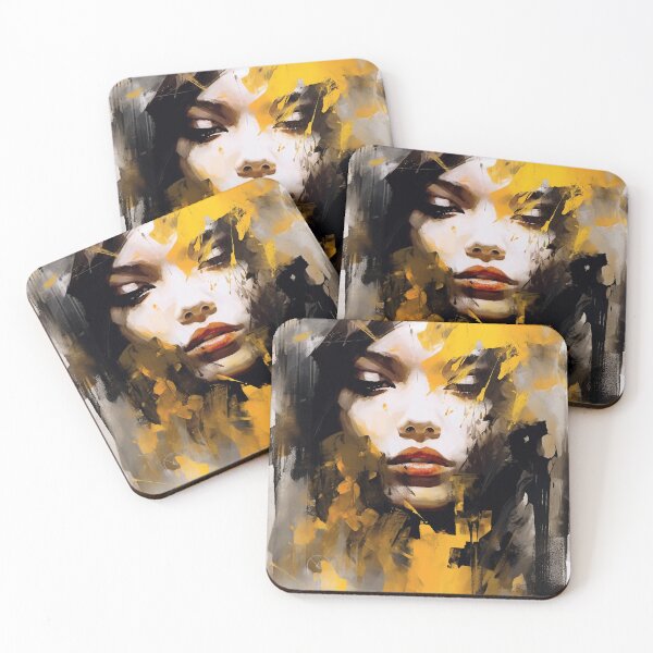 Item preview, Monochromatic Muse - Black & Yellow Abstract Painting Art designed and sold by AetherVibes.