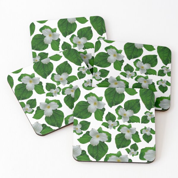 Item preview, White trillium pattern, wild white forest flowers, State of Michigan wildflower  designed and sold by hollycooper.