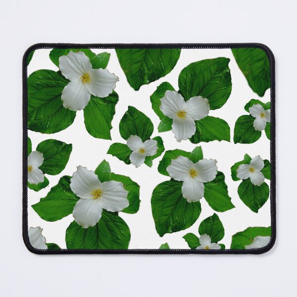 Item preview, White trillium pattern, wild white forest flowers, State of Michigan wildflower  designed and sold by hollycooper.