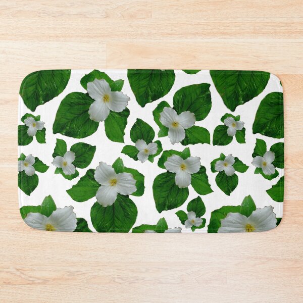 Item preview, White trillium pattern, wild white forest flowers, State of Michigan wildflower  designed and sold by hollycooper.