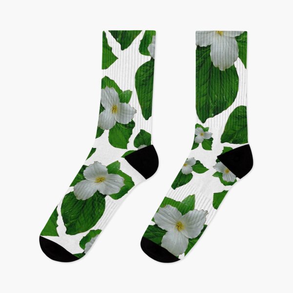 Item preview, White trillium pattern, wild white forest flowers, State of Michigan wildflower  designed and sold by hollycooper.