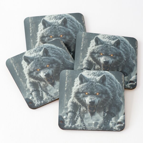 Item preview, Fenrir the Bound Wolf - Norse Mythology Winter Apocalypse Art designed and sold by David R Sawin The Architects Of Eden.