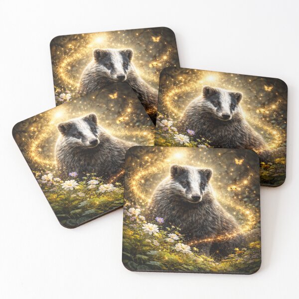 Item preview, Badger Pollinator Spirit – Glowing Spring Guardian Wildlife Art designed and sold by GeoWild Designs.