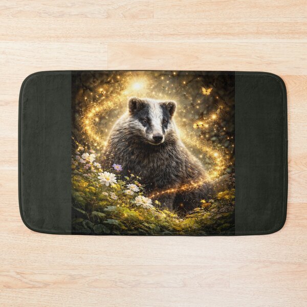 Item preview, Badger Pollinator Spirit – Glowing Spring Guardian Wildlife Art designed and sold by GeoWild Designs.