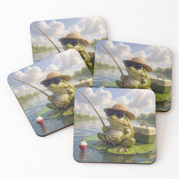 Item preview, Frog Fishing on a Lily Pad designed and sold by Maria Dryfhout.