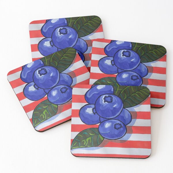 Item preview, WILD BLUEBERRIES & SUSNSET STRIPES - POP ART FRUIT ILLUSTRATION designed and sold by PlanetofGiulia.