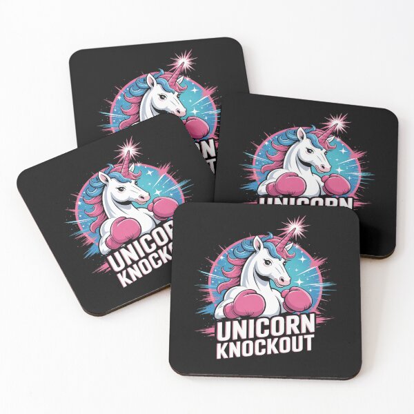 Item preview, pink Unicorn with boxing gloves designed and sold by MarkLeedsArt.