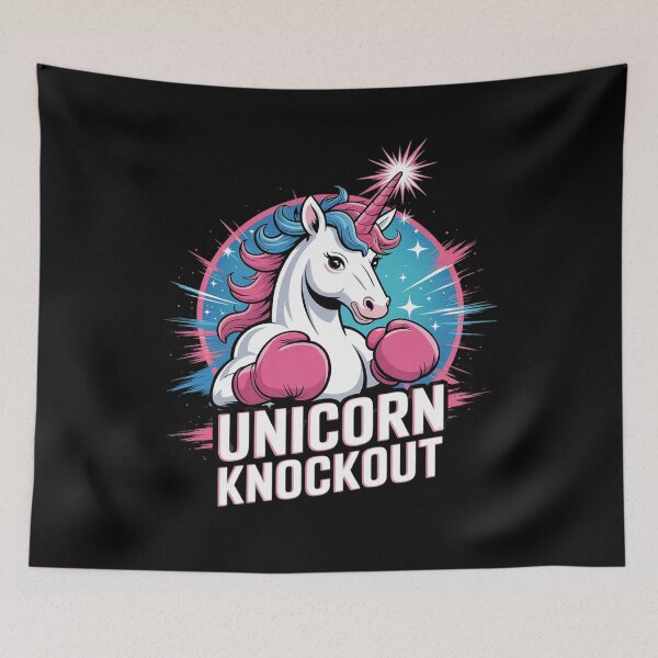 Item preview, pink Unicorn with boxing gloves designed and sold by MarkLeedsArt.