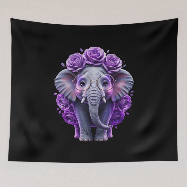 Item preview, Purple Elephant Purple Flower And Butterfly designed and sold by MarkLeedsArt.