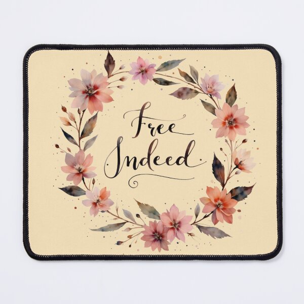 Item preview, Pretty Floral Free Indeed Bible Verse Christian designed and sold by Ceramic Scripture.