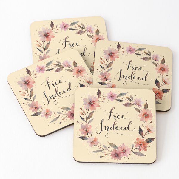 Item preview, Pretty Floral Free Indeed Bible Verse Christian designed and sold by Ceramic Scripture.