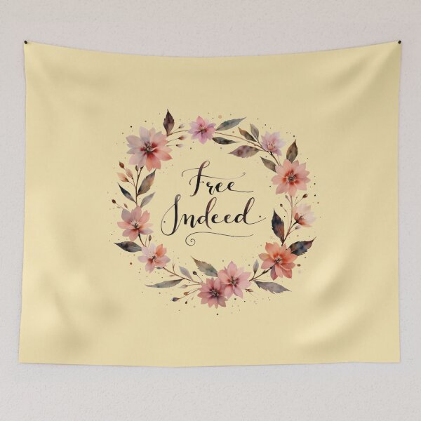 Item preview, Pretty Floral Free Indeed Bible Verse Christian designed and sold by Ceramic Scripture.