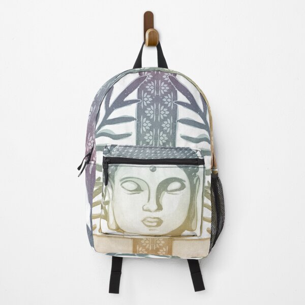 Item preview, Buddha Head Statue with Palm Fronds Watercolor - Rainbow Sunset + Rainbow Sorbet 2 designed and sold by Irene Estelle.