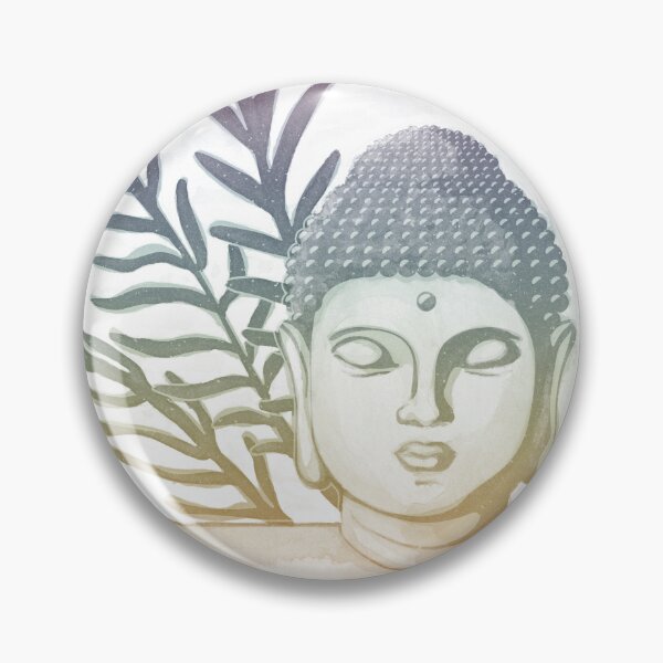 Item preview, Buddha Head Statue with Palm Fronds Watercolor - Rainbow Sunset + Rainbow Sorbet 2 designed and sold by Irene Estelle.