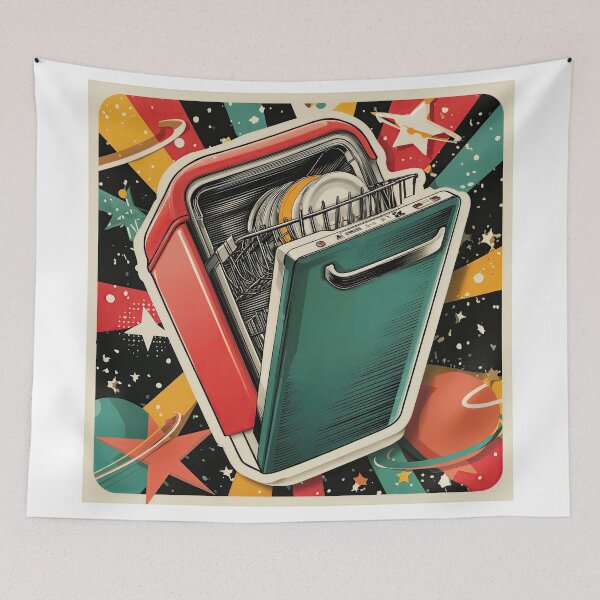 Item preview, Cosmic Clean – Retro Dishwasher Pop Art designed and sold by ForeverPrintsOK.