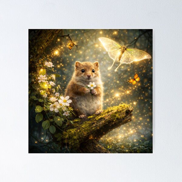 Item preview, Dormouse Pollinator Spirit – Glowing Spring Woodland Wildlife Art designed and sold by GeoWild Designs.