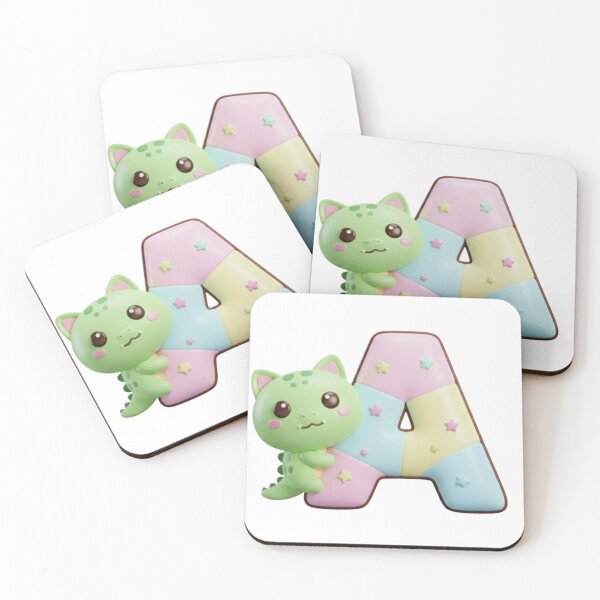 Item preview, Adorable 3D Pastel Letter A with Cute Baby Dinosaur designed and sold by Rose Collection Shop.