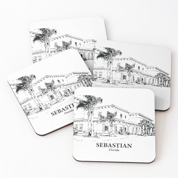 Item preview, Sebastian FL - Ink Cityscape Illustration designed and sold by Lakeric Cityscapes.