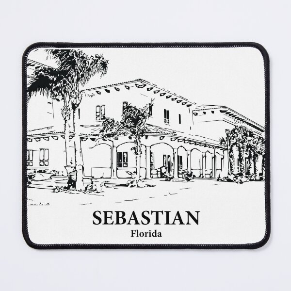 Item preview, Sebastian FL - Ink Cityscape Illustration designed and sold by Lakeric Cityscapes.