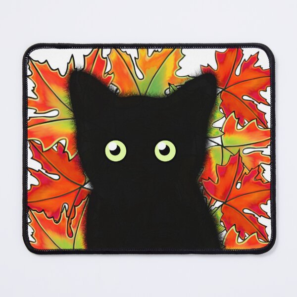 Item preview, Cute Black cat Halloween fun colorful Autumn leaves designed and sold by hollycooper.