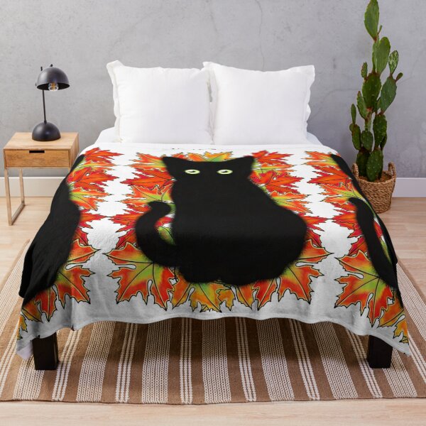 Item preview, Cute Black cat Halloween fun colorful Autumn leaves designed and sold by hollycooper.