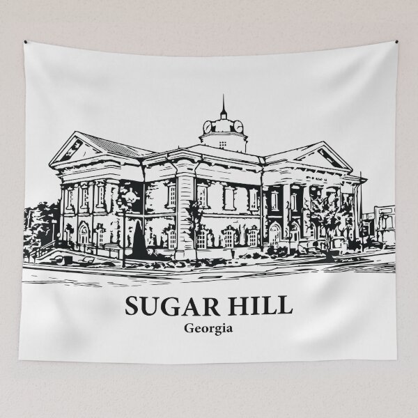 Item preview, Sugar Hill GA - Ink Cityscape Illustration designed and sold by Lakeric Cityscapes.