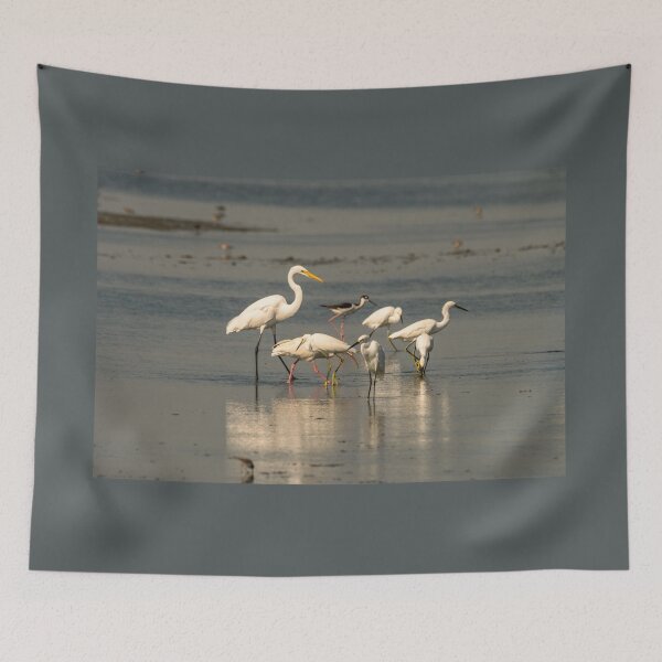 Item preview, Egrets and Shorebirds on Coastal Mudflat designed and sold by Debra Martz.