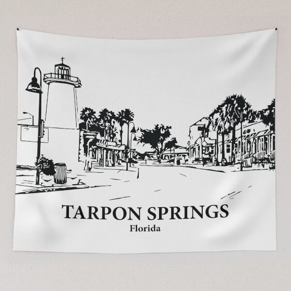 Item preview, Tarpon Springs FL - Ink Cityscape Illustration designed and sold by Lakeric Cityscapes.