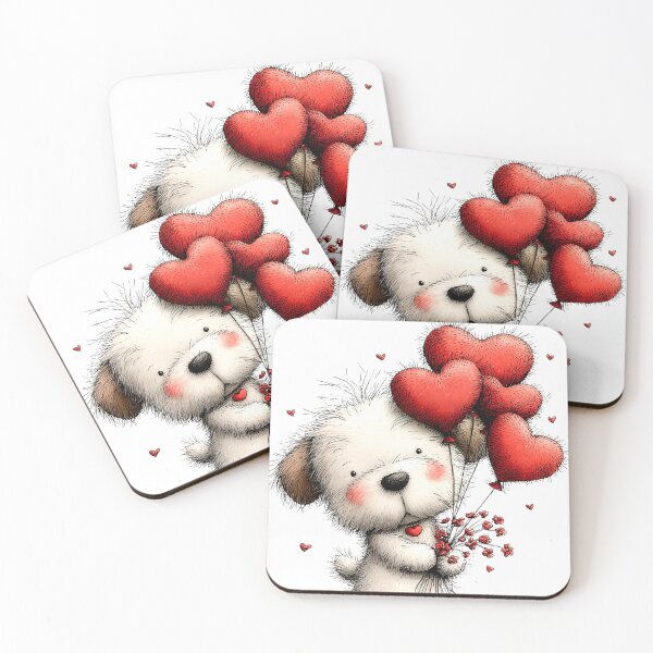 Item preview, Valentine's Day Adorable Dog Holding Cute Heart Balloons   designed and sold by DEC02.