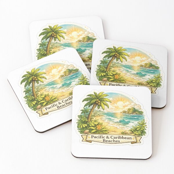 Item preview, Pacific & Caribbean Beaches | Tropical Beach Illustration designed and sold by Wander Vibes.