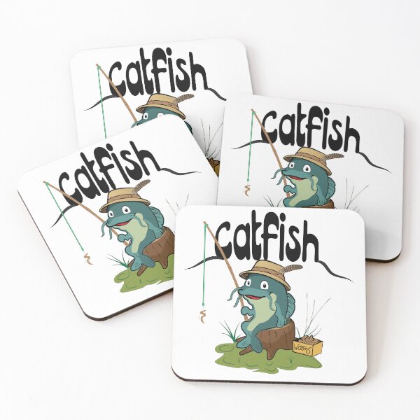 Item preview, Catfish Charlie fishing catfish cartoon illustration. designed and sold by Art-Horizon.