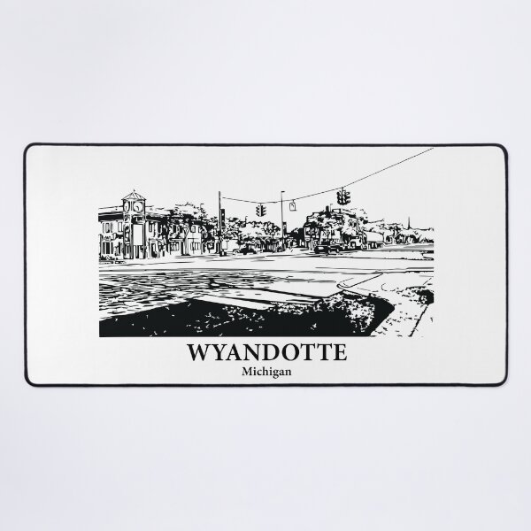 Item preview, Wyandotte MI - Ink Cityscape Illustration designed and sold by Lakeric.