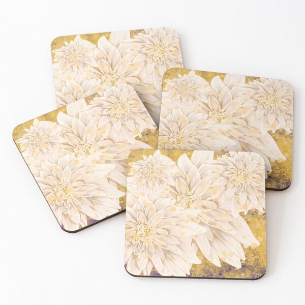 Item preview, White Dahlia Cluster – Golden Whimsy designed and sold by bohowhimsyart.