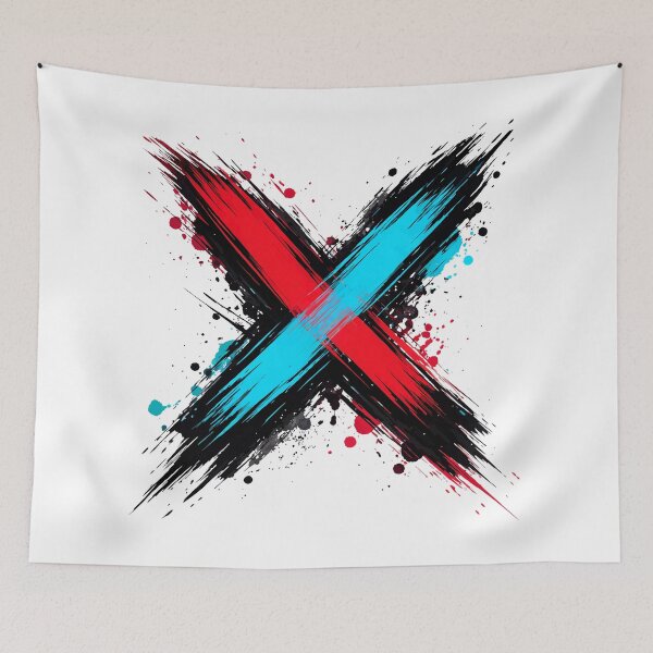 Item preview, Abstract X Red & Cyan – Bold Paint Stroke Art designed and sold by Mikoff04-arts.