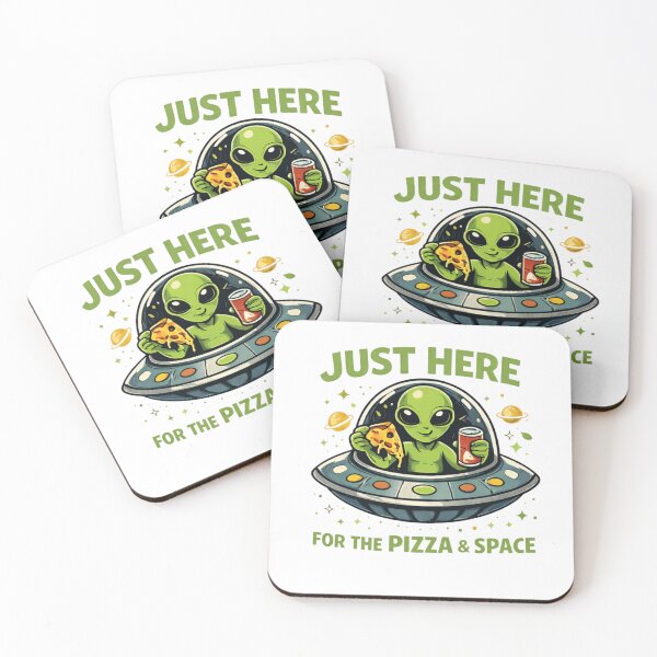 Item preview, Just Here for the Pizza and Space Funny Alien Graphic Design designed and sold by MOTAS Graphics .