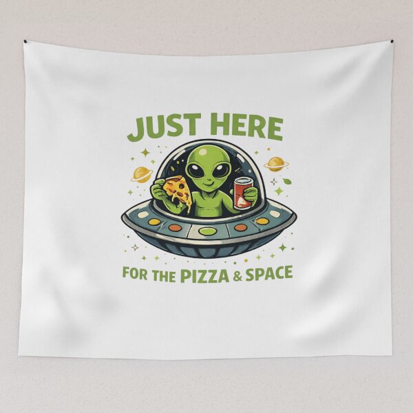 Item preview, Just Here for the Pizza and Space Funny Alien Graphic Design designed and sold by MOTAS FASHION .