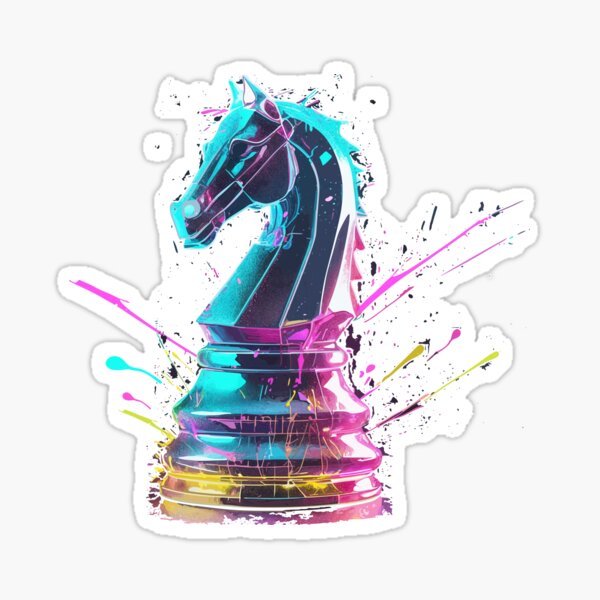 Paint Splatter Chess Knight Sticker - Artistic Crystal Piece Strategy Vinyl Decal