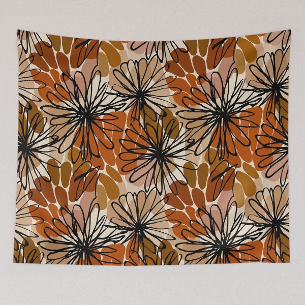 Item preview, Boho Terracotta Abstract Floral Line Art Pattern designed and sold by Prismatect.