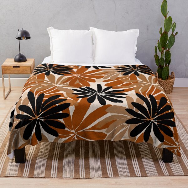 Item preview, Modern Boho Burnt Orange and Black Floral Pattern designed and sold by Prismatect.