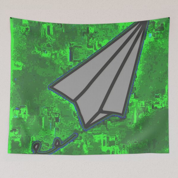 Item preview, "Paper Airplane Icon with Arabic Script over Satellite Map" designed and sold by nighttime1990.