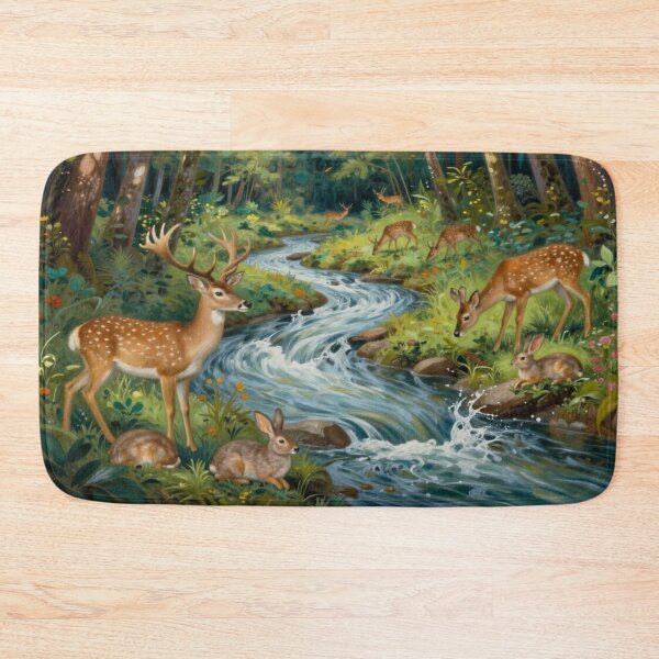 Artikelvorschau, Forest Morning With Deer And Rabbits entworfen und verkauft von FotoworldEdel.