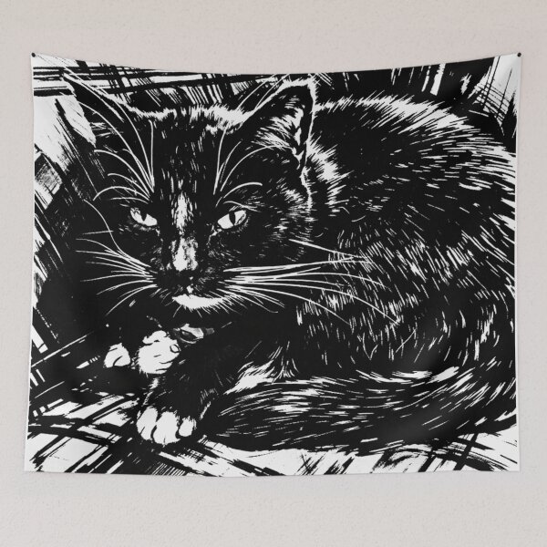 Item preview, Black Cat Ink Illustration designed and sold by Earth-and-Ink.