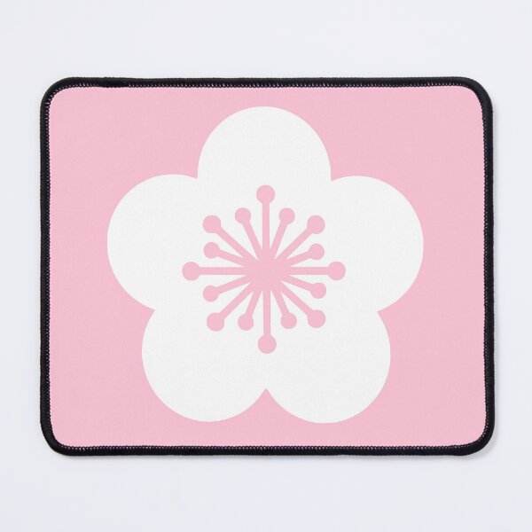 Aperçu de l'œuvre Silhouette blanche de fleur de cerisier sur fond rose poudré créée et vendue par texdesign68.