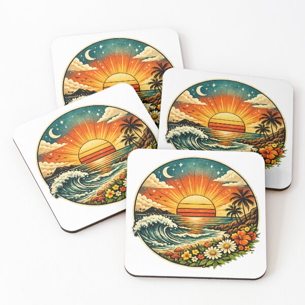 Item preview, Vintage Sunset Wave Circle (Retro Coastal Vibes) designed and sold by Orbit&Ink.