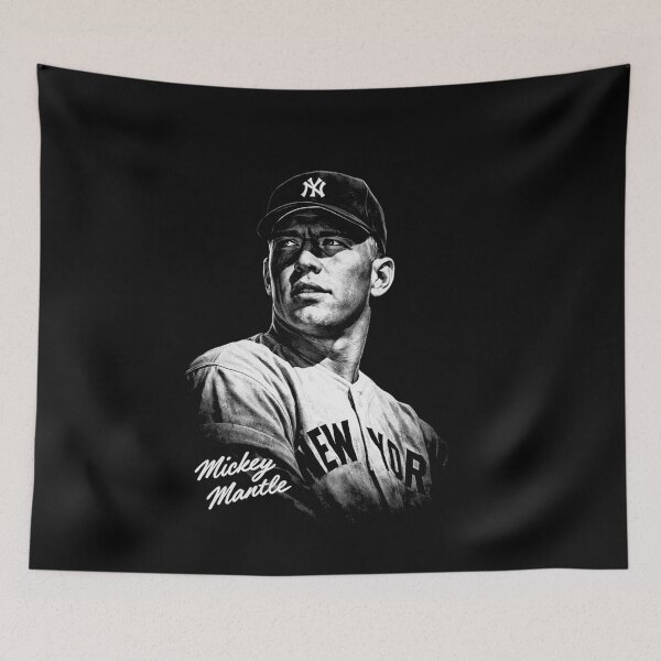 Item preview, Mickey Mantle Classic Black-and-White Portrait Art designed and sold by TheArtOfCar.