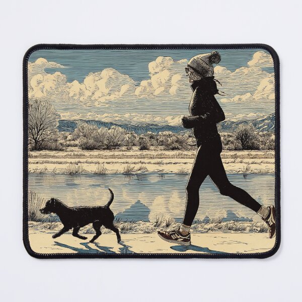 Item preview, Woman Running with Dog Vintage Illustration designed and sold by Banal25.