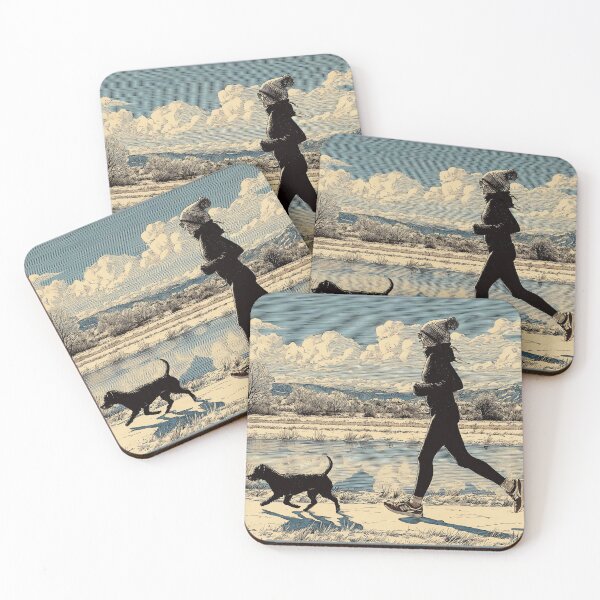 Item preview, Woman Running with Dog Vintage Illustration designed and sold by Banal25.